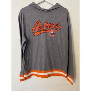 MLB Merchandise Houston Astros Mens Baseball Hoodie Gray Orange White Stripe L/S